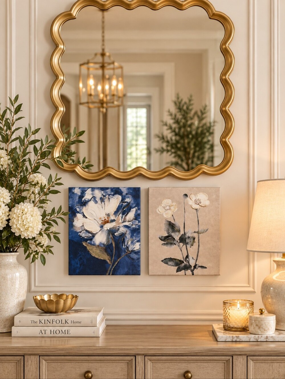 2pc Blue & White Floral Canvas Wall Art Set | French Country